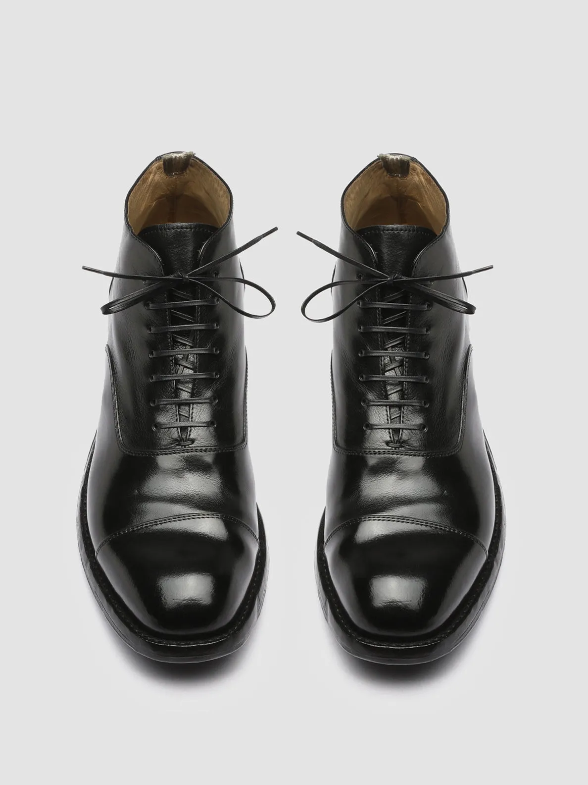BALANCE 009 - Black Leather Lace Up Ankle Boots,Men Boots