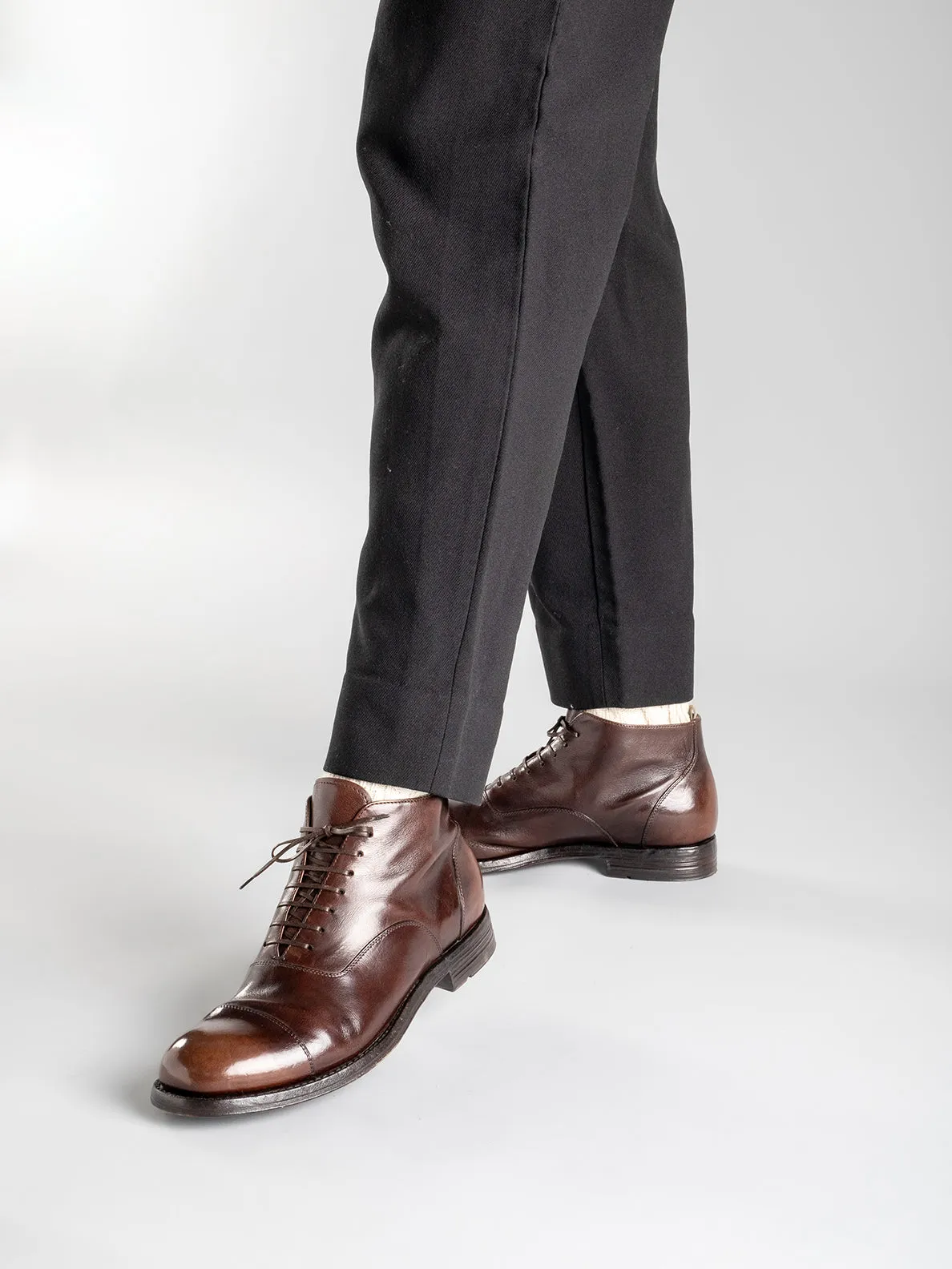 BALANCE 009 - Black Leather Lace Up Ankle Boots,Men Boots