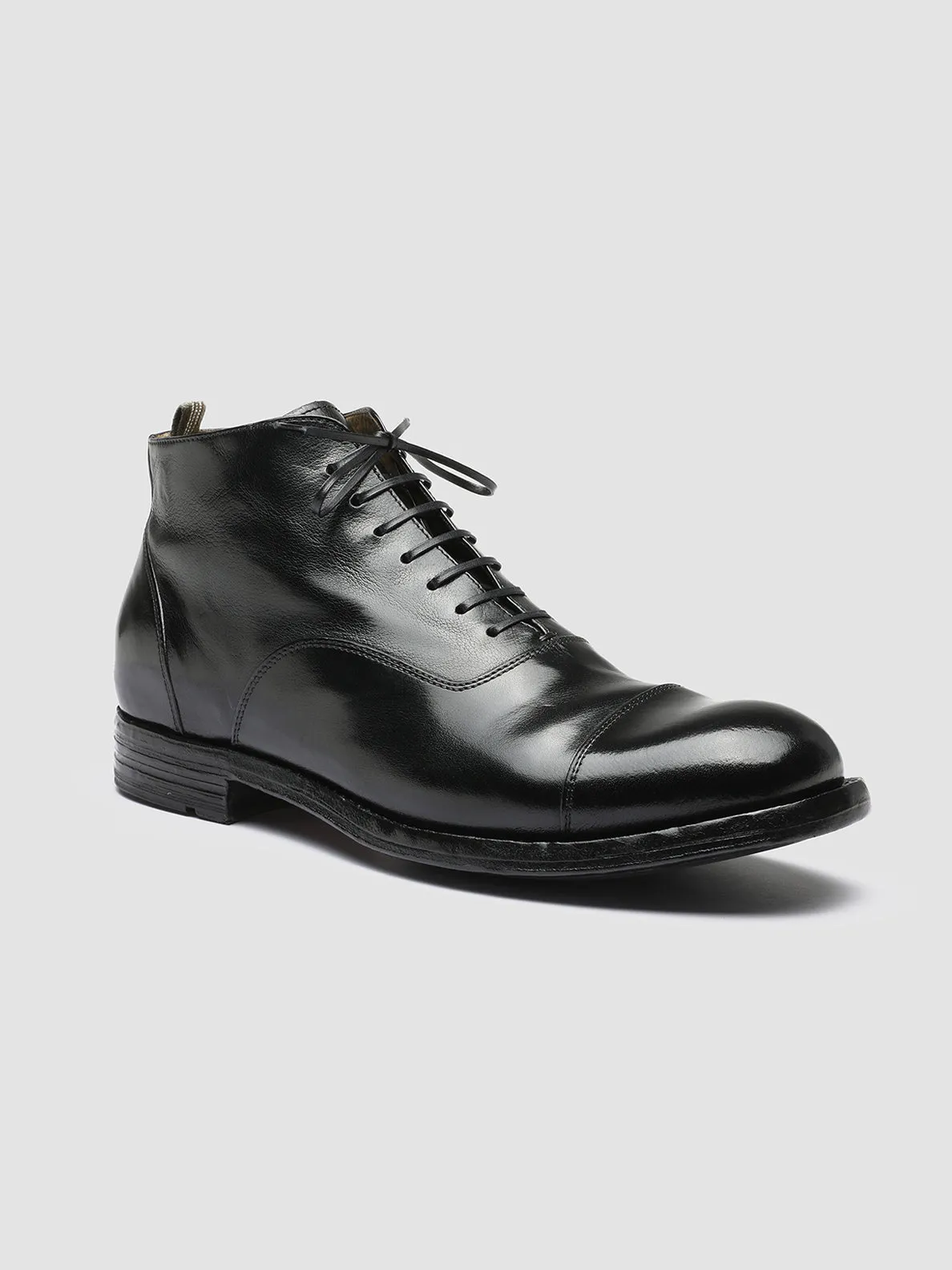 BALANCE 009 - Black Leather Lace Up Ankle Boots,Men Boots