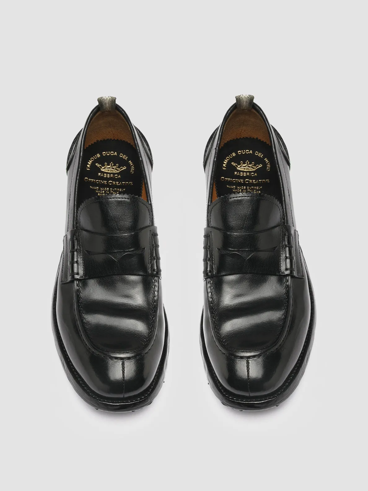 BALANCE 011 - Black Leather Penny Loafers,Men