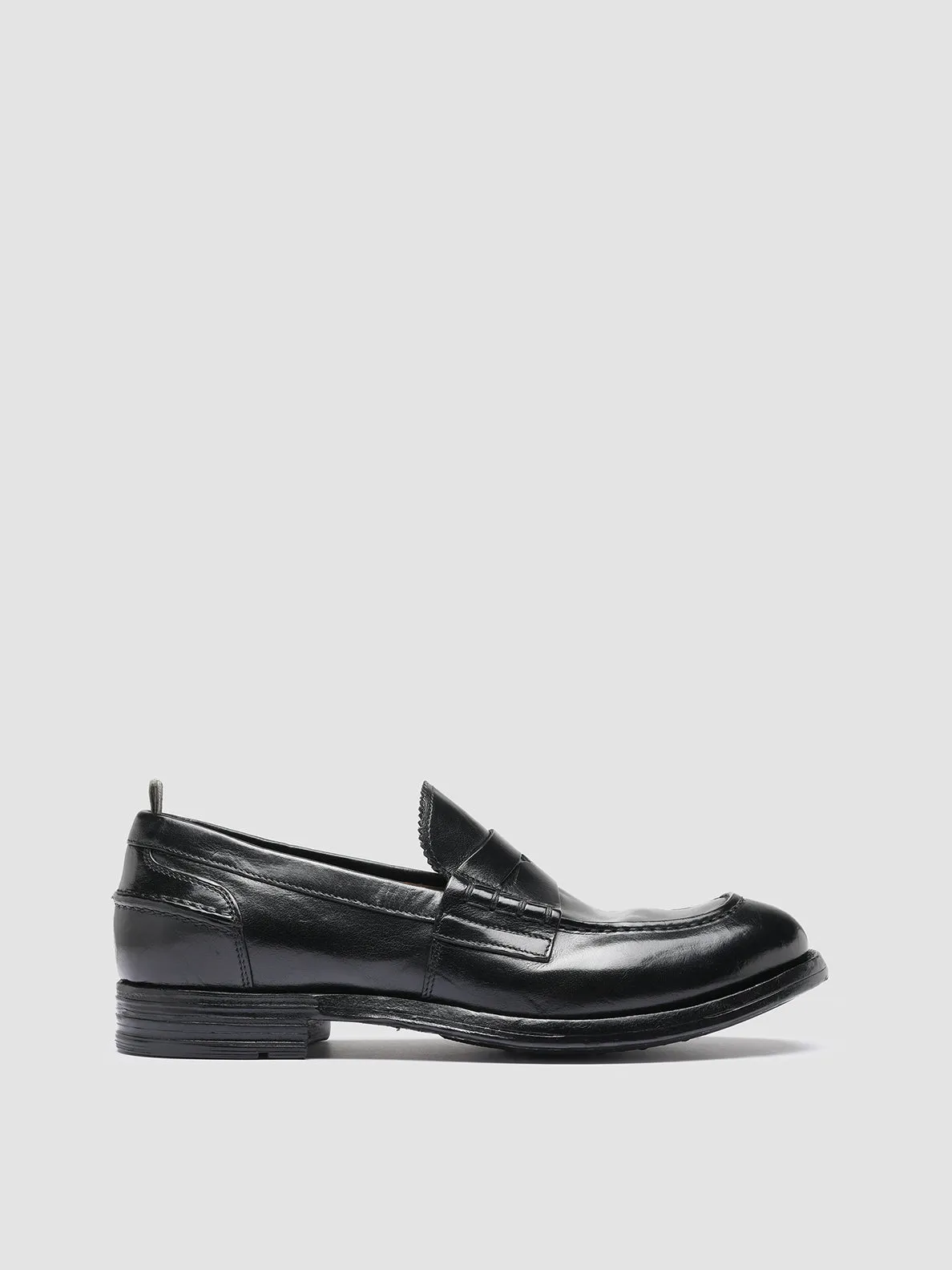 BALANCE 011 - Black Leather Penny Loafers,Men