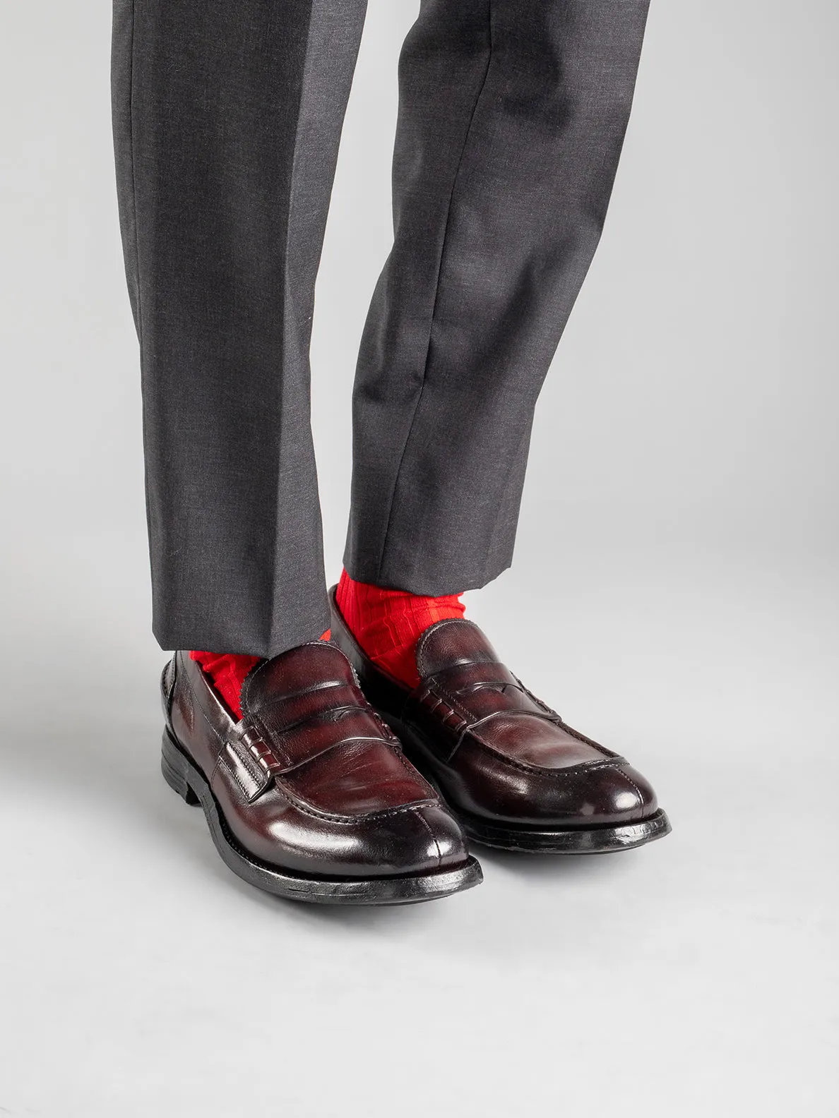 BALANCE 011 - Black Leather Penny Loafers,Men