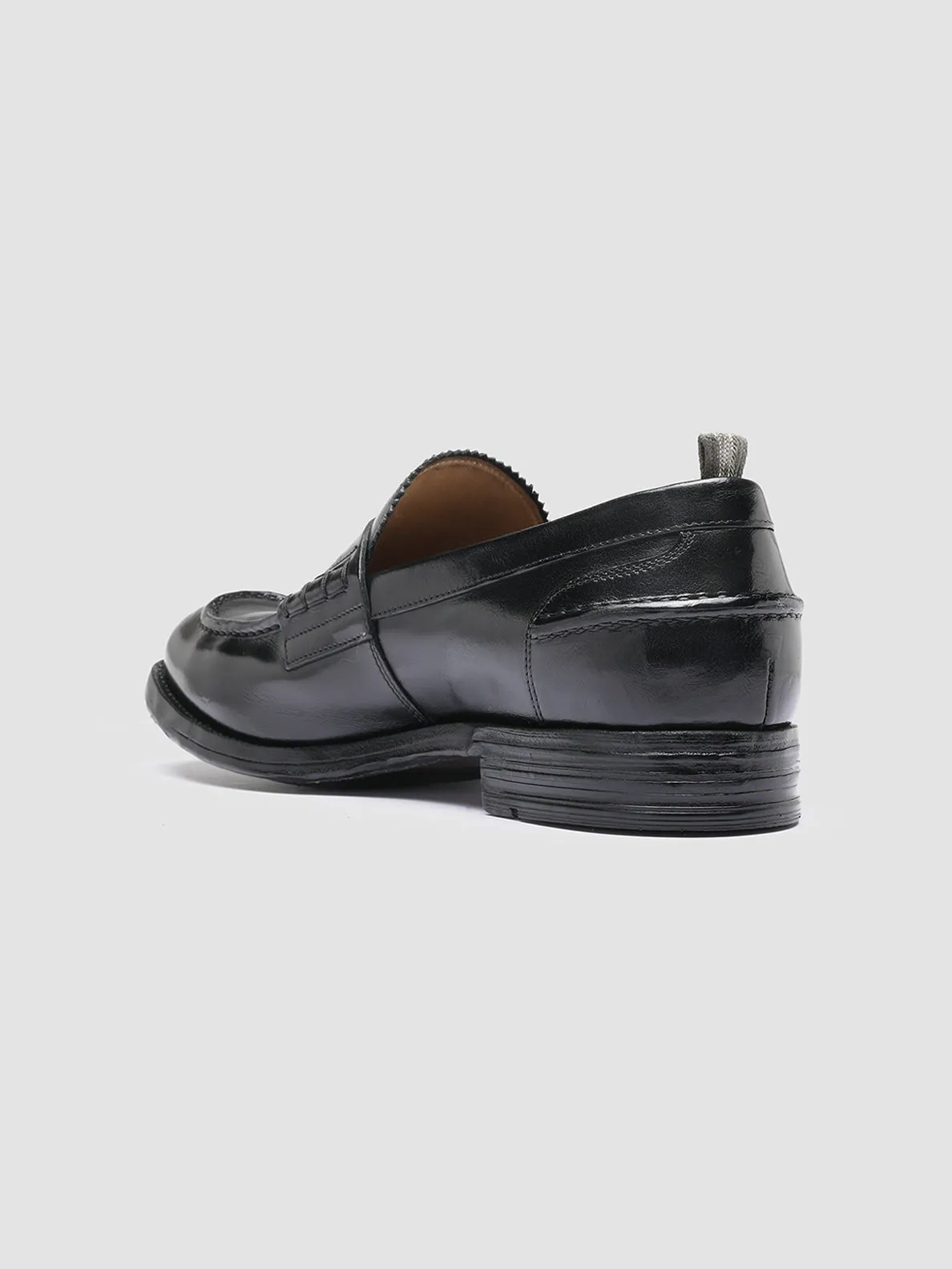 BALANCE 011 - Black Leather Penny Loafers,Men