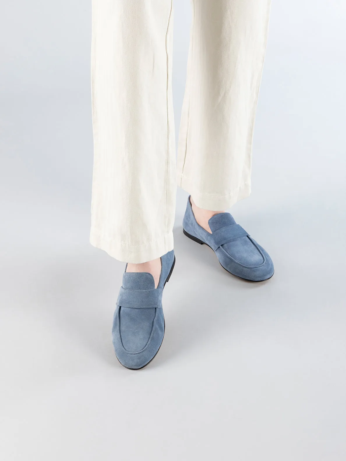 BLAIR 001 - Navy Suede Loafers,Women