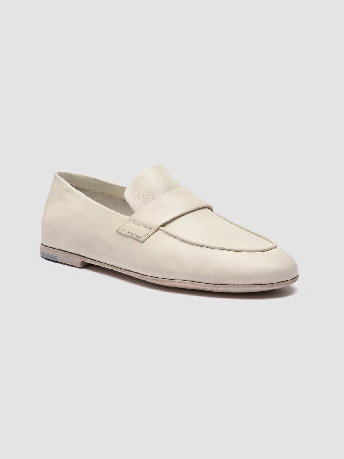 BLAIR DD 001 - White Leather Penny Loafers,Women