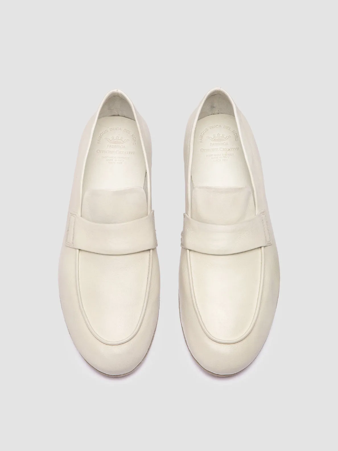 BLAIR DD 001 - White Leather Penny Loafers,Women