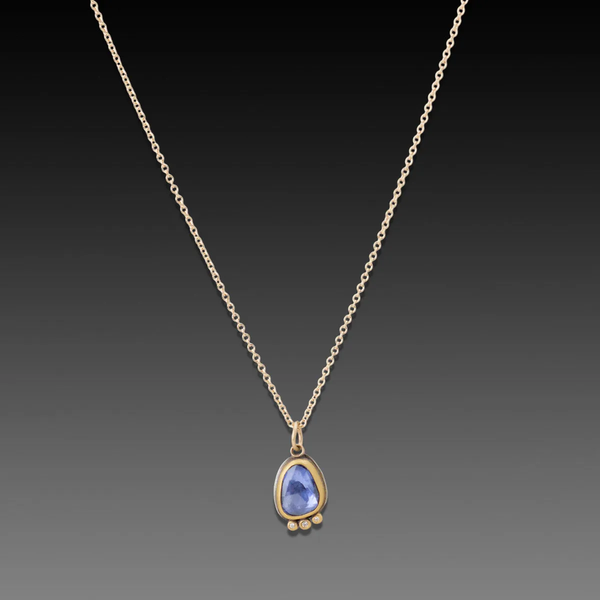 Blue Sapphire Necklace with Diamond Trio,Jewelry Delicate & Elegant