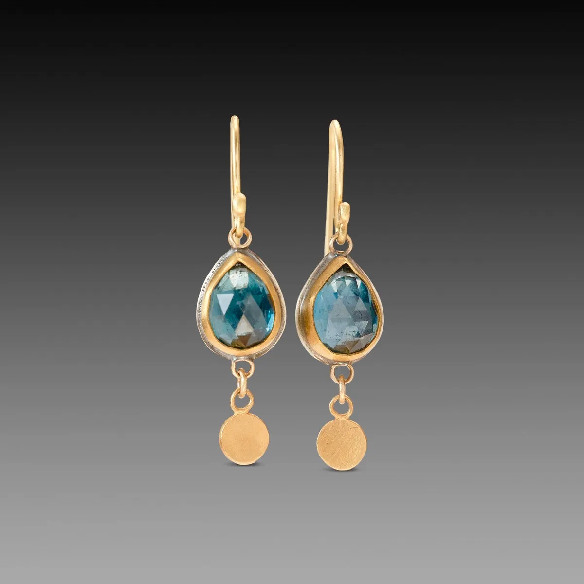 Blue Topaz Earrings with Gold Drops,Jewelry Delicate & Elegant