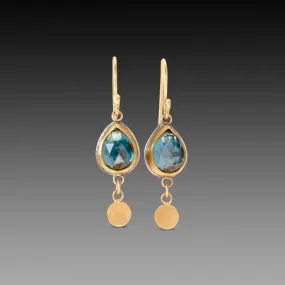 Blue Topaz Earrings with Gold Drops,Jewelry Delicate & Elegant