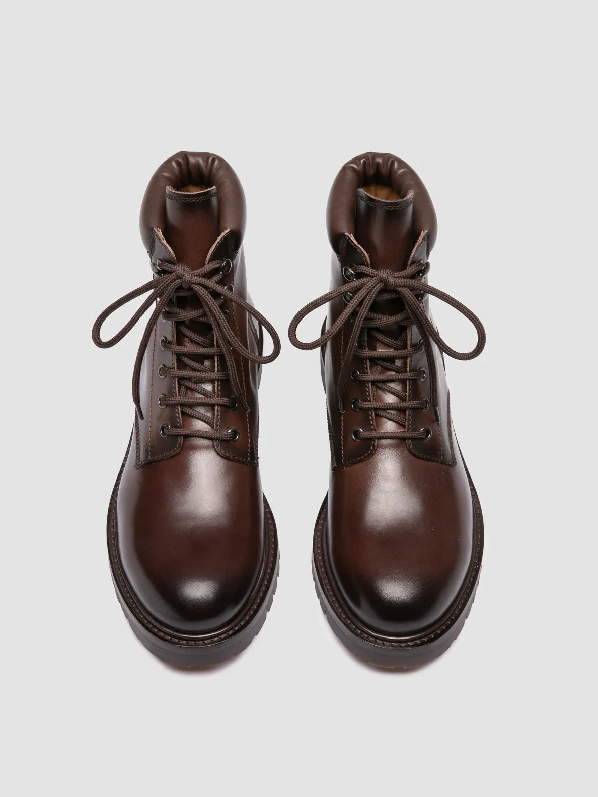 BOSS 002 - Brown Leather Lace Up Boots,Men Boots