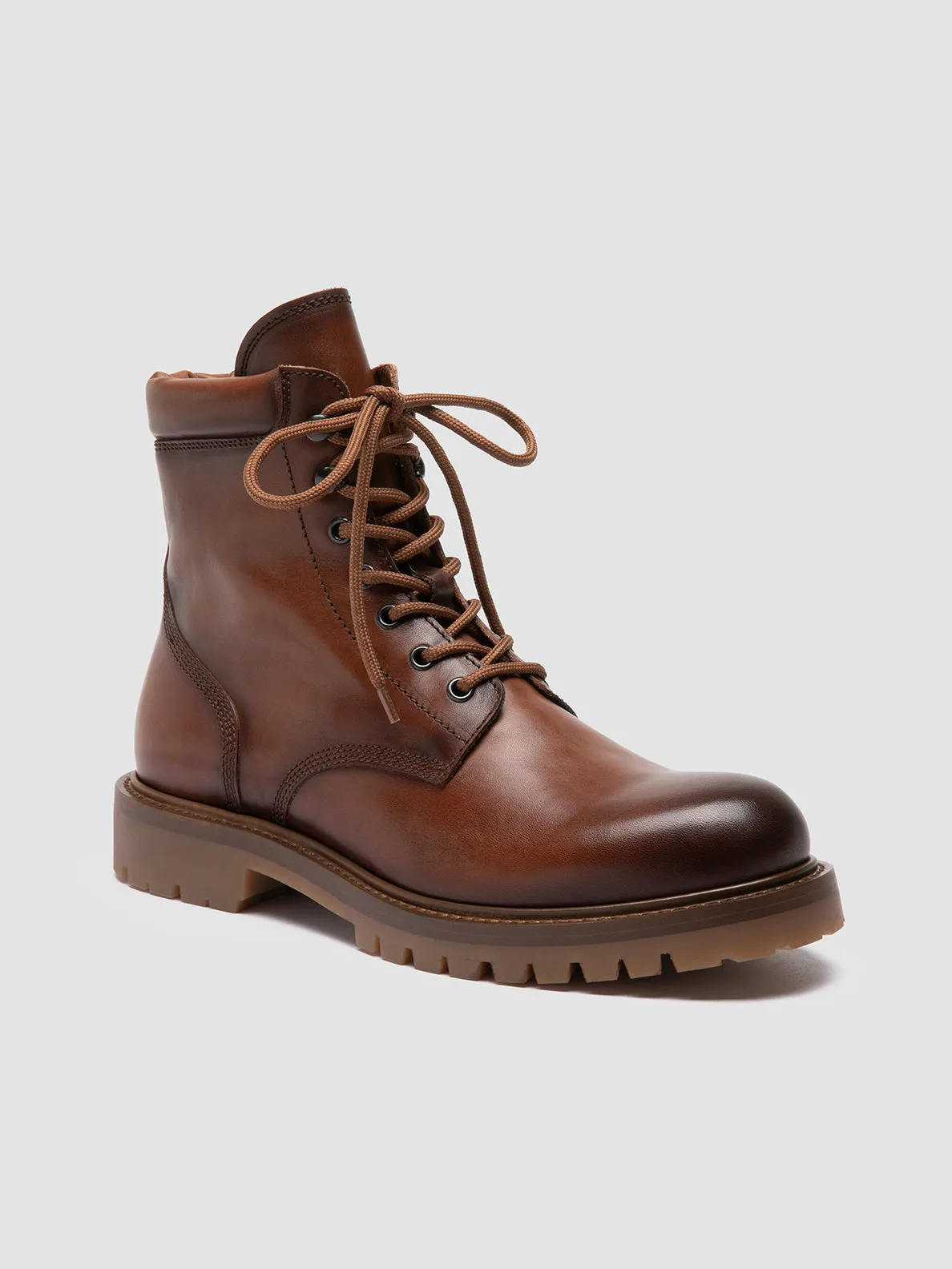 BOSS 002 - Brown Leather Lace Up Boots,Men Boots