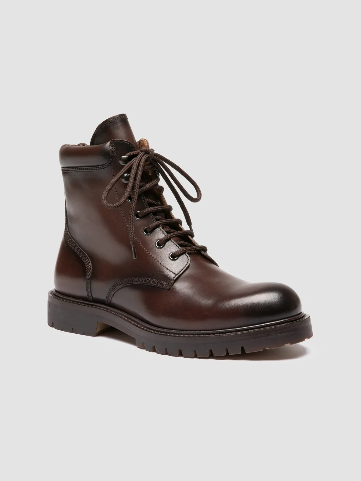 BOSS 002 - Brown Leather Lace Up Boots,Men Boots