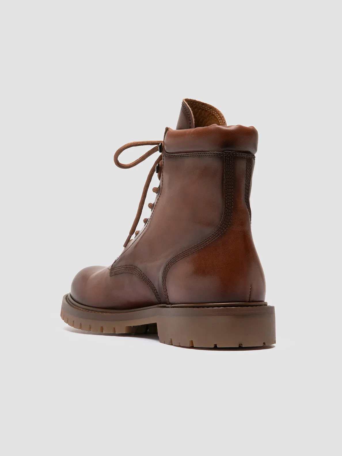 BOSS 002 - Brown Leather Lace Up Boots,Men Boots