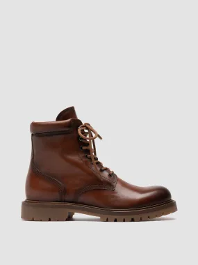 BOSS 002 - Brown Leather Lace Up Boots,Men Boots