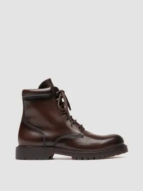 BOSS 002 - Brown Leather Lace Up Boots,Men Boots