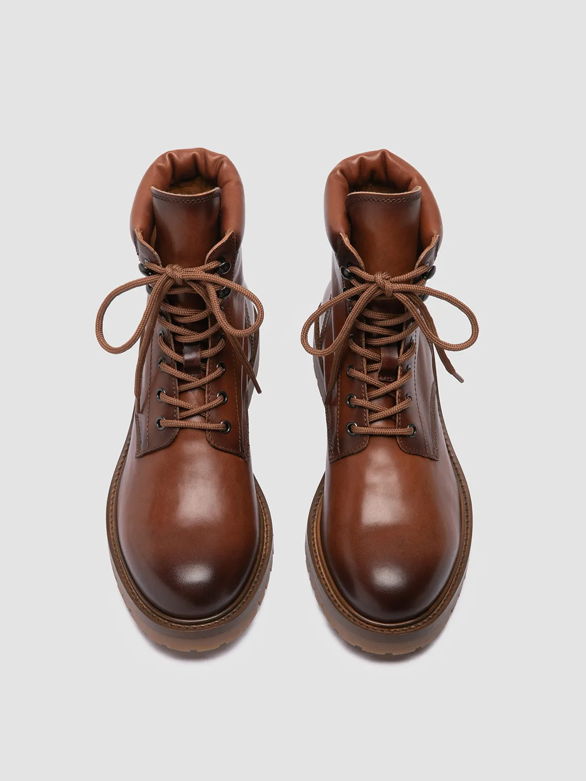 BOSS 002 - Brown Leather Lace Up Boots,Men Boots