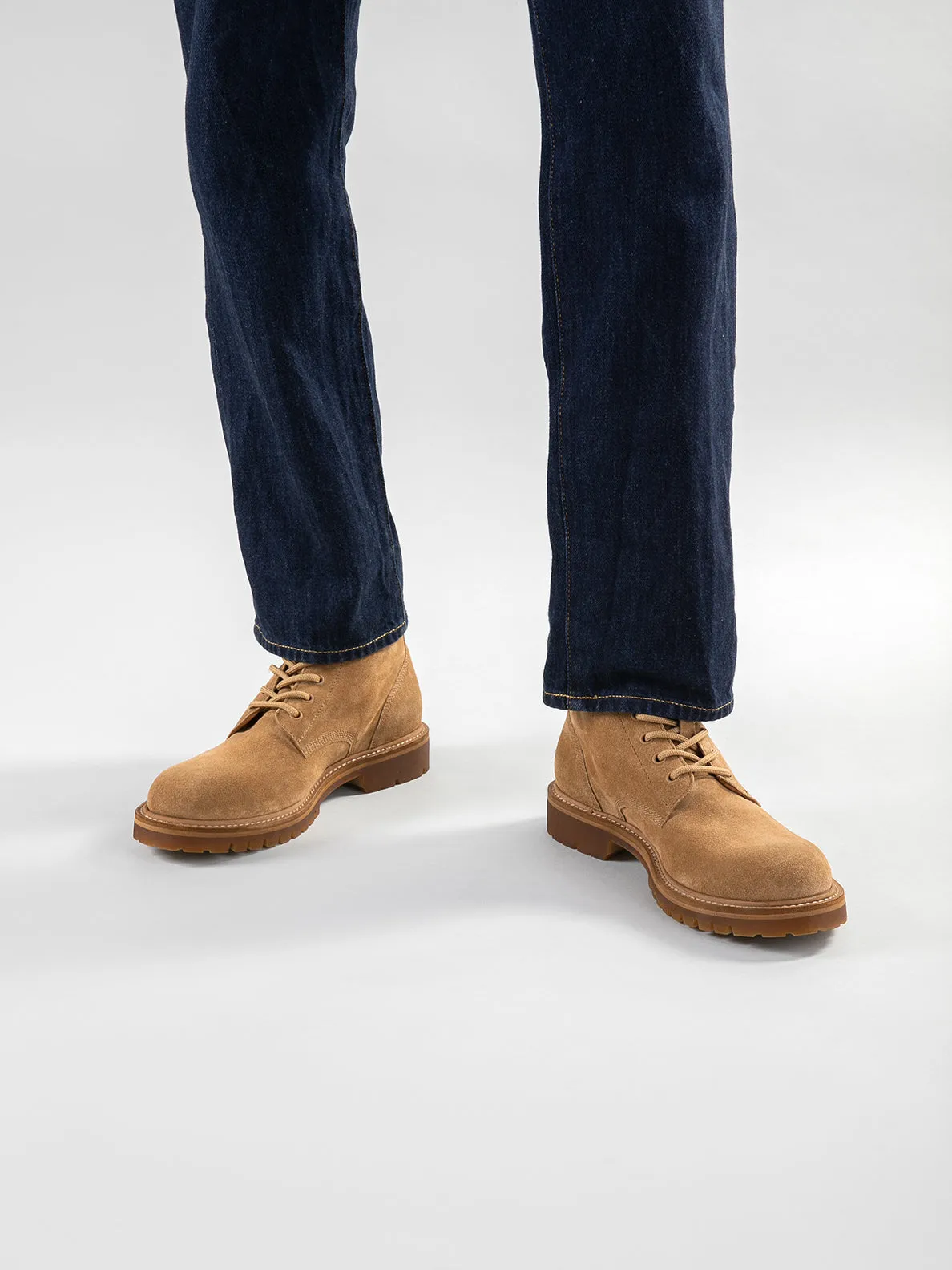 BOSS 002 - Brown Suede and Leather Lace Up Boots,Men Boots