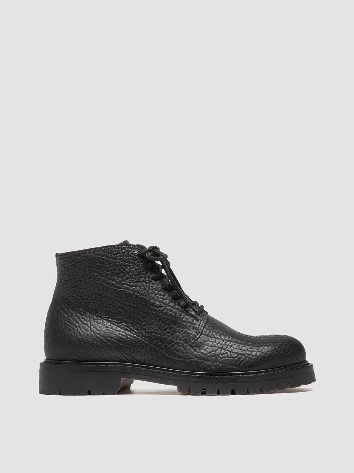 BOSS 011 - Black Leather Lace-up Boots,Men Boots