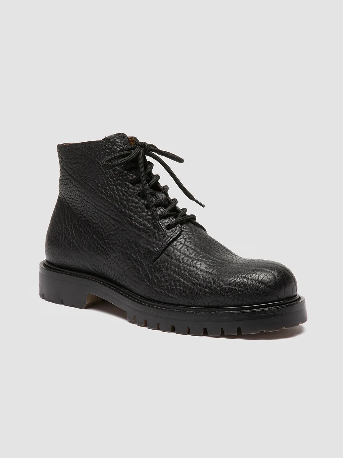 BOSS 011 - Black Leather Lace-up Boots,Men Boots