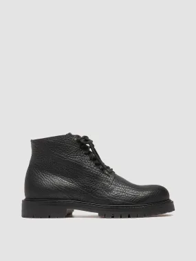 BOSS 011 - Black Leather Lace-up Boots,Men Boots