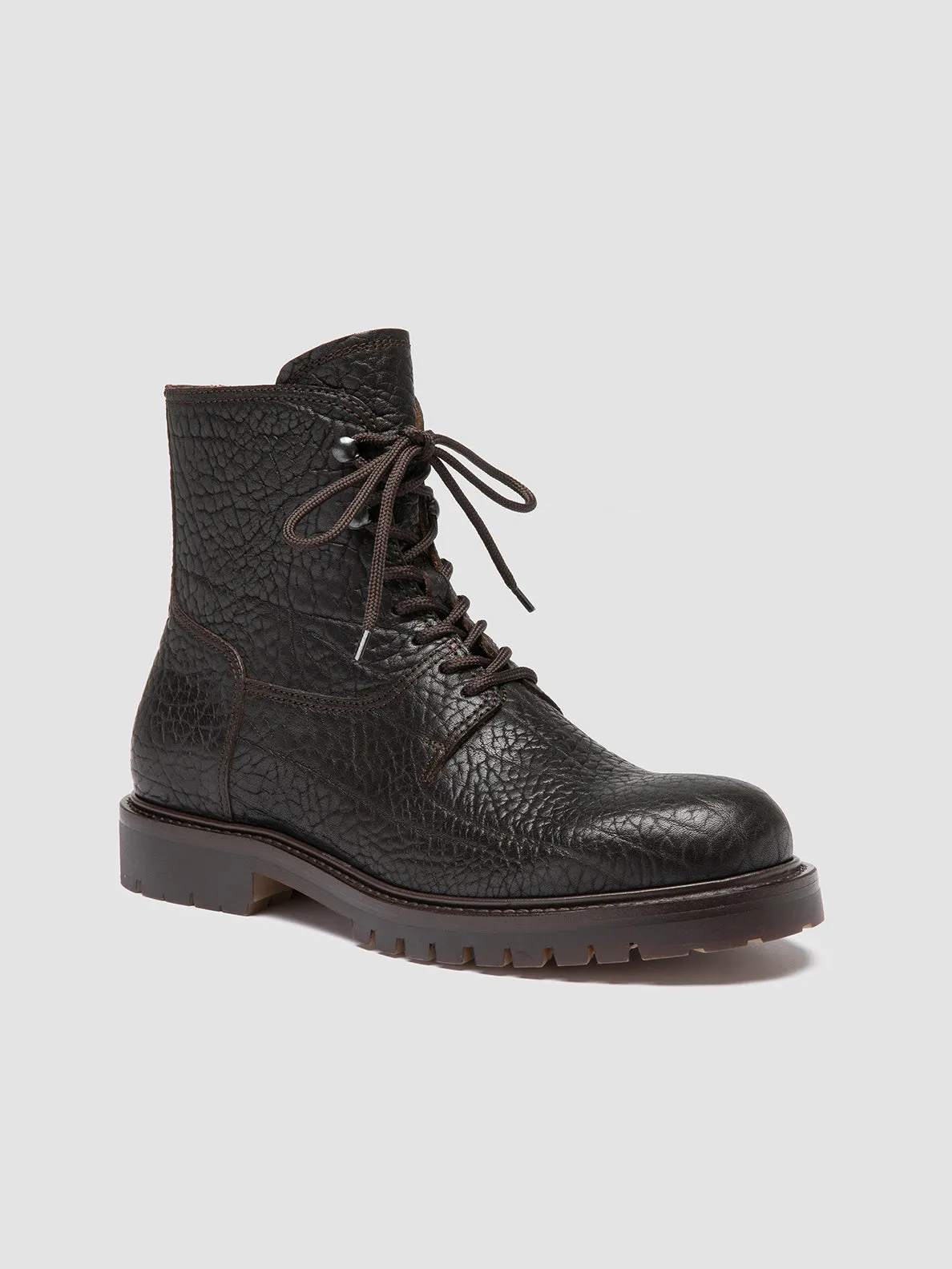 BOSS 017 - Brown Leather Lace-Up Boots,Men Boots