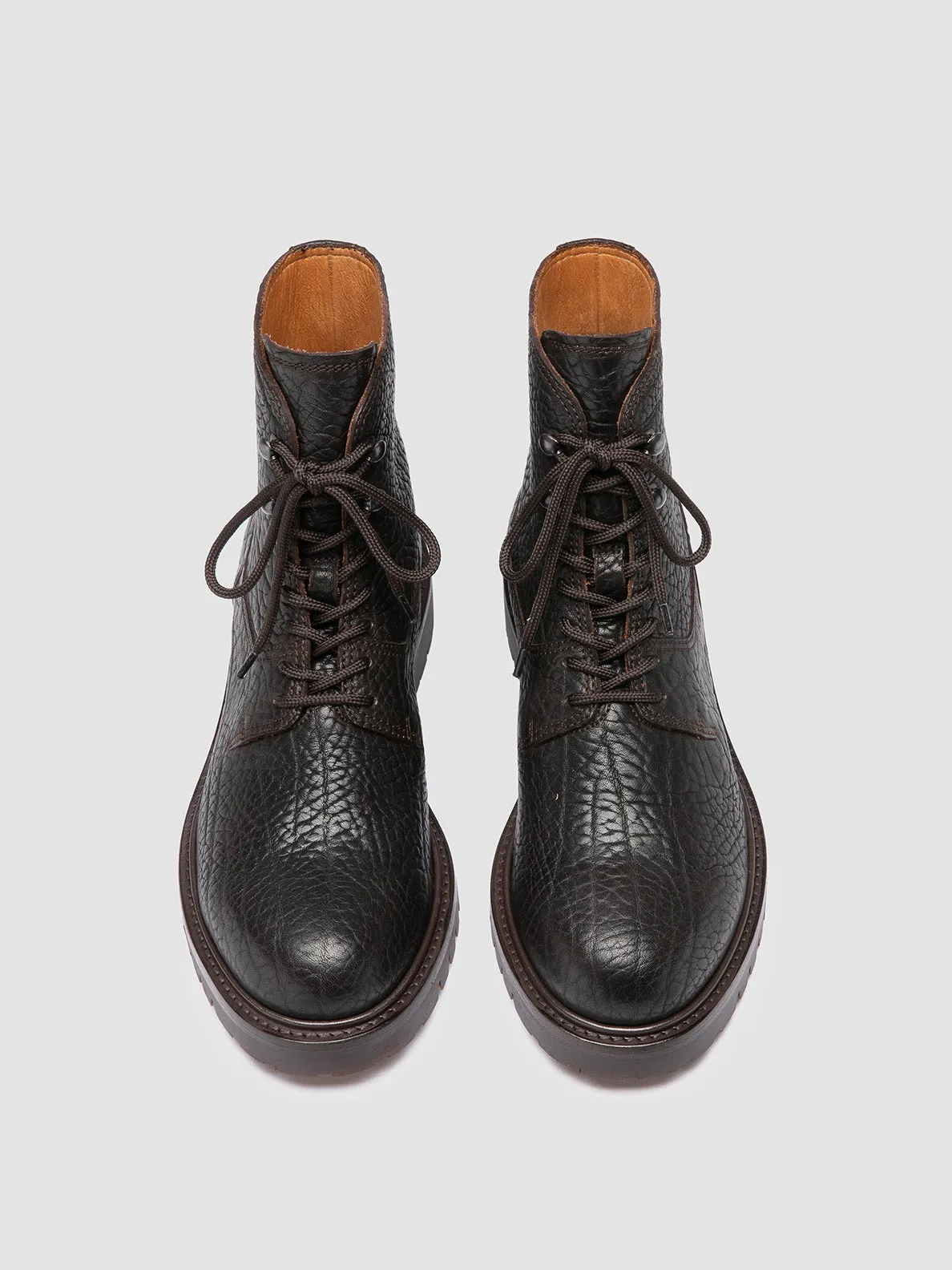 BOSS 017 - Brown Leather Lace-Up Boots,Men Boots