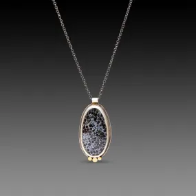 Bryozoan Fossil Necklace with Three Gold Dots,Jewelry Delicate & Elegant