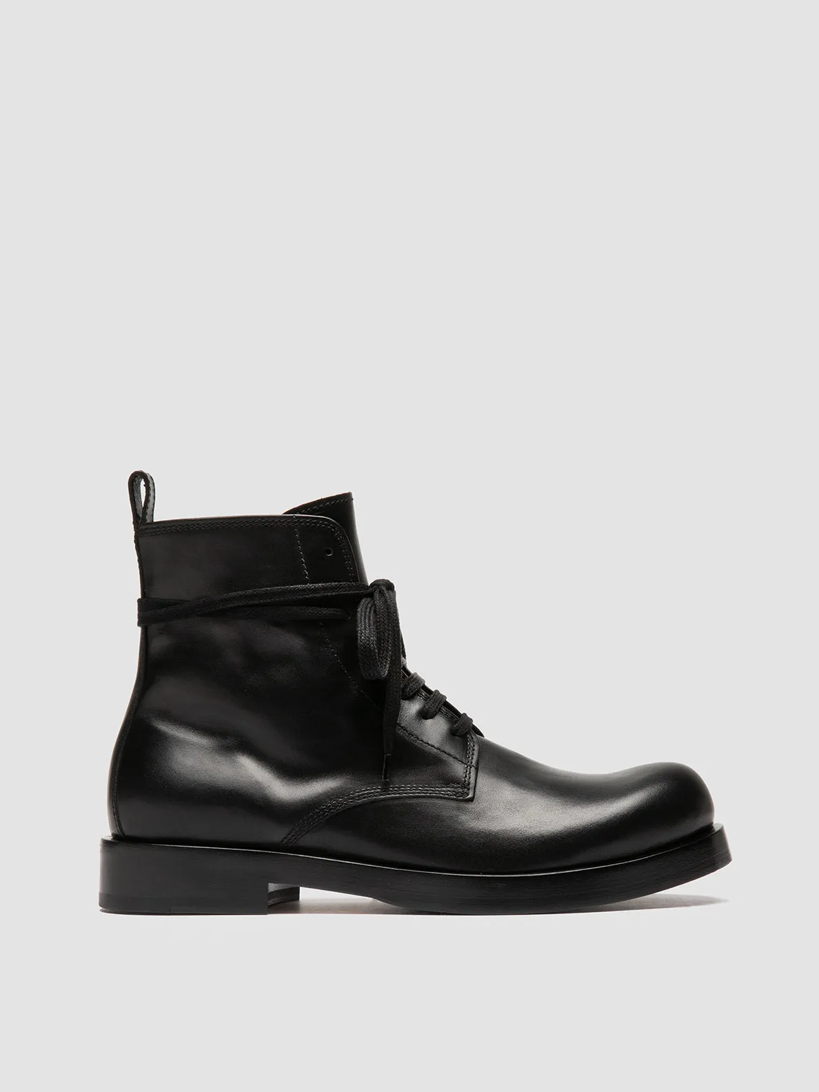 BULLA 002 - Black Leather Lace-up Boots,Men Boots