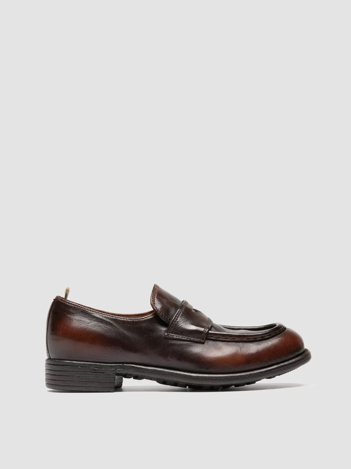 CALIXTE 020 - Brown Leather Penny Loafers,Women