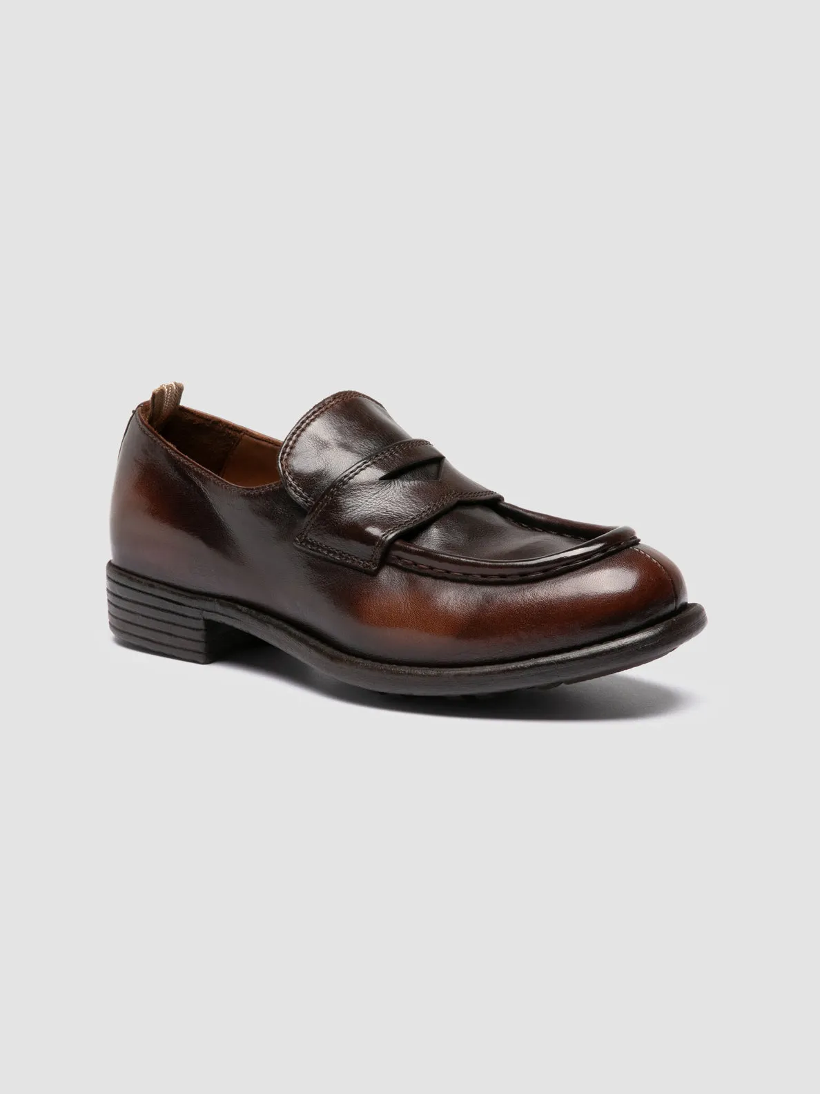 CALIXTE 020 - Brown Leather Penny Loafers,Women