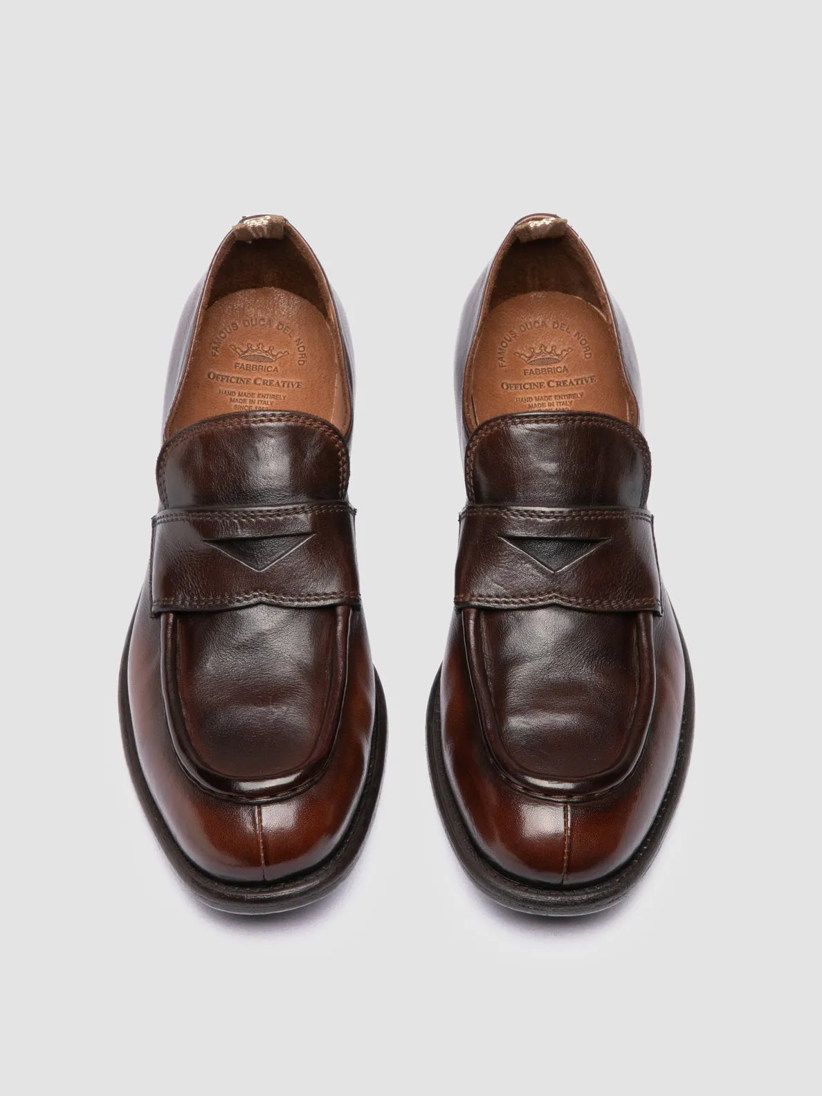 CALIXTE 020 - Brown Leather Penny Loafers,Women