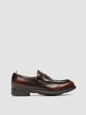 CALIXTE 020 - Brown Leather Penny Loafers,Women