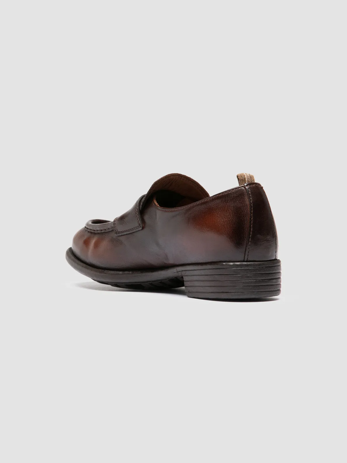 CALIXTE 020 - Brown Leather Penny Loafers,Women