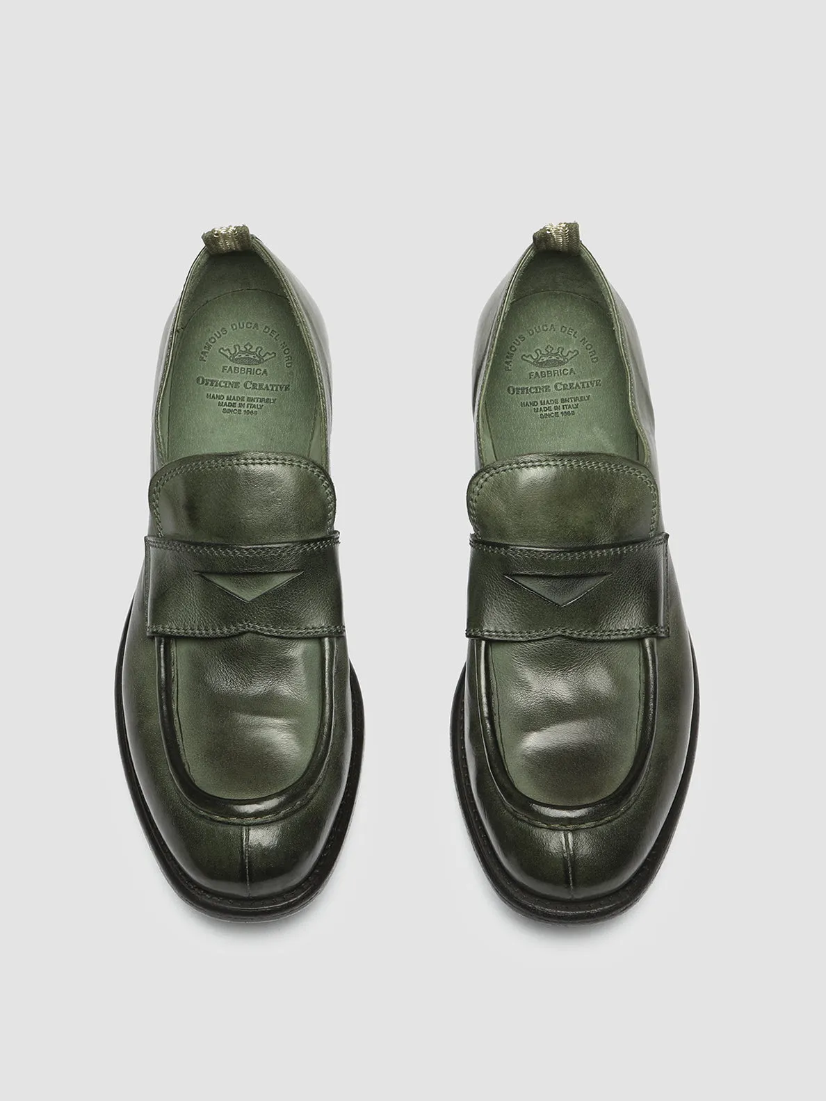 CALIXTE 020 - Green Leather loafers,Women
