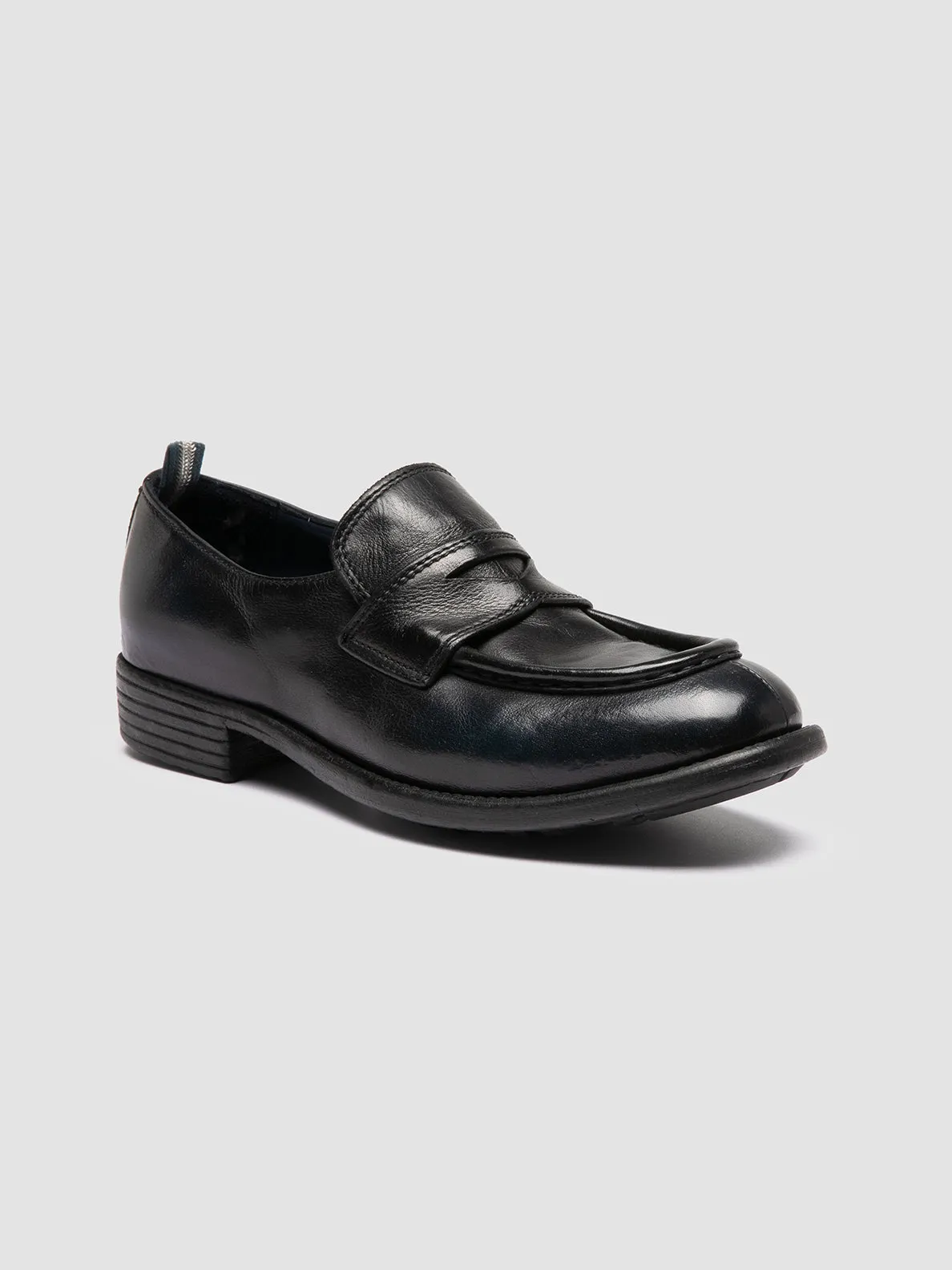 CALIXTE 020 - Navy Leather Penny Loafers,Women
