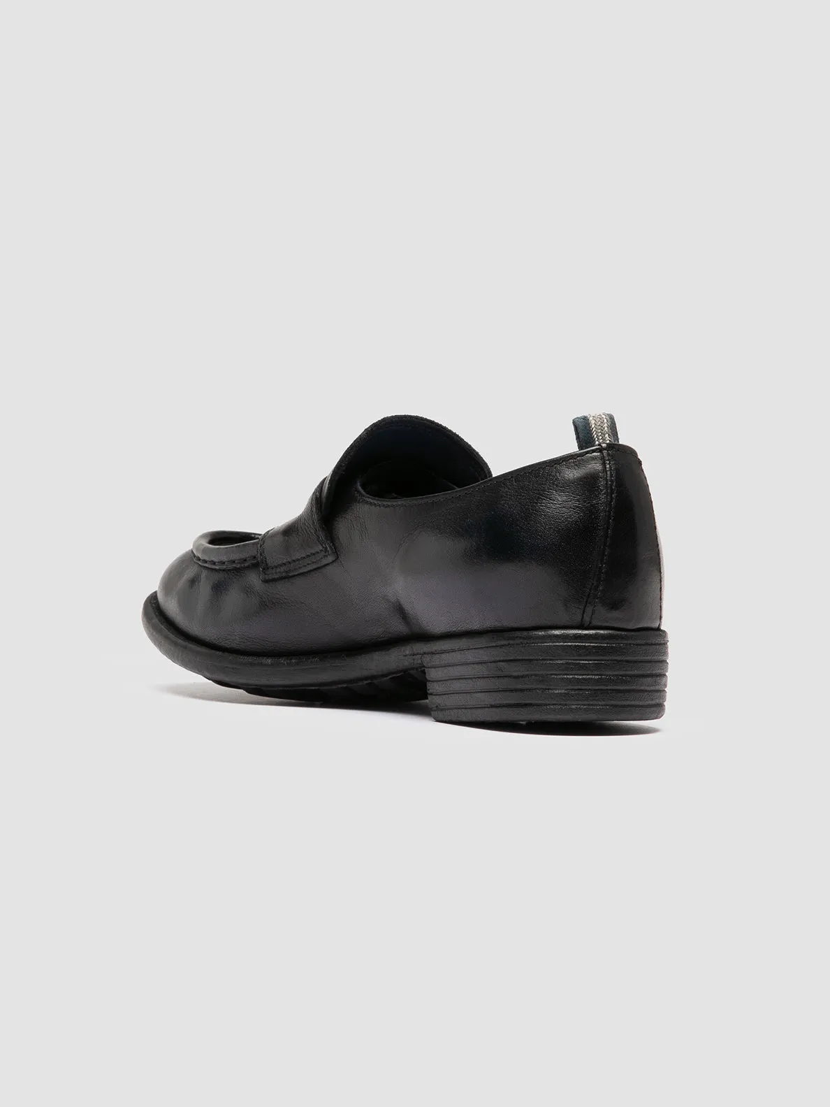 CALIXTE 020 - Navy Leather Penny Loafers,Women