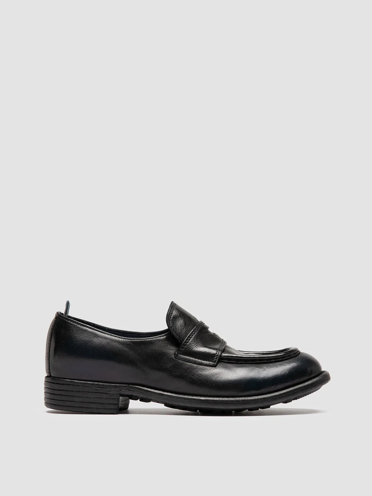 CALIXTE 020 - Navy Leather Penny Loafers,Women