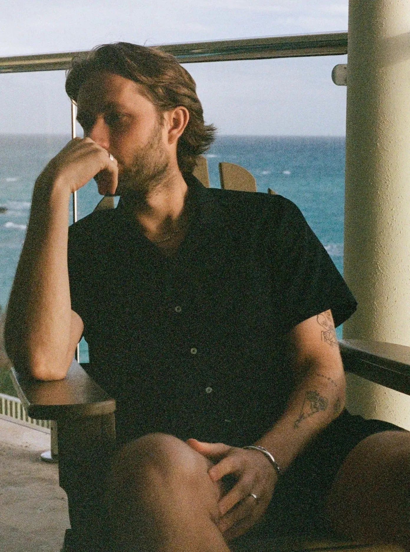 Camp Collar Shirt - Navy,Men Tees