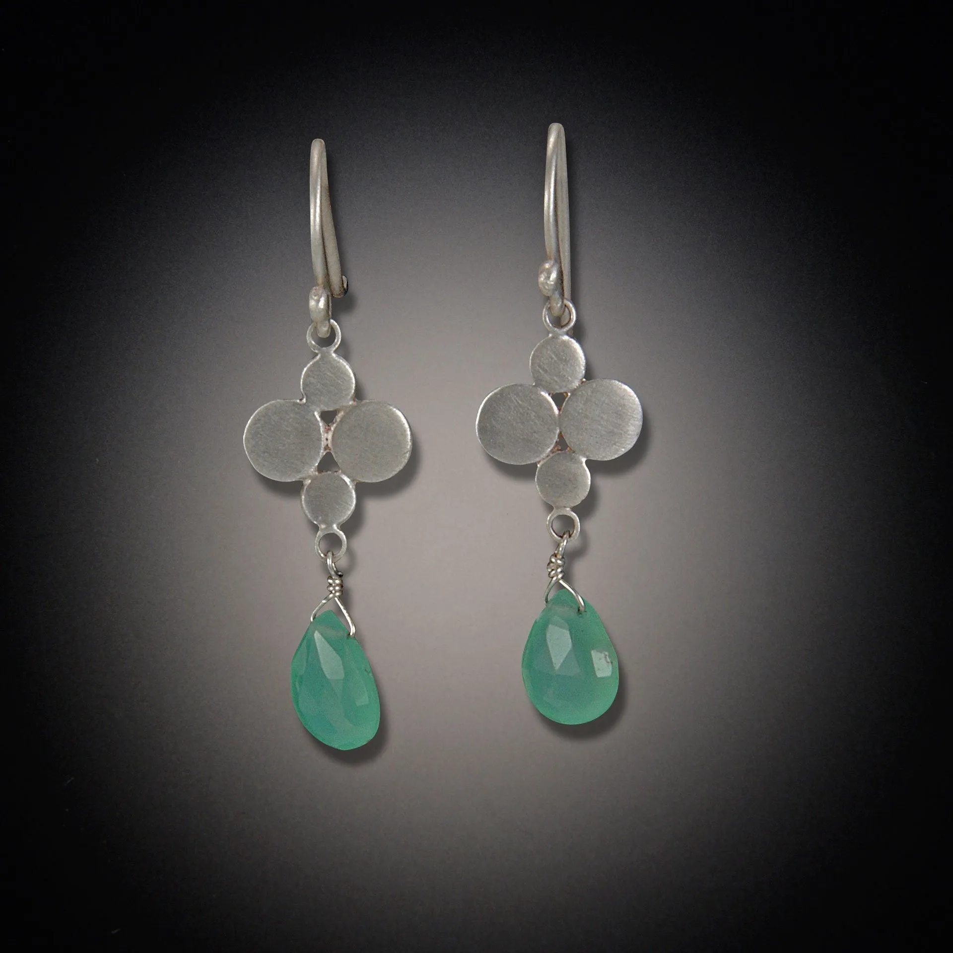 Charm Earrings with Chrysoprase Drop,Jewelry Delicate & Elegant