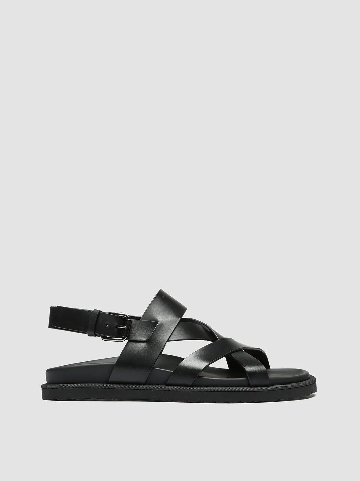 CHARRAT 002 - Black Leather Sandals,Men Sandals