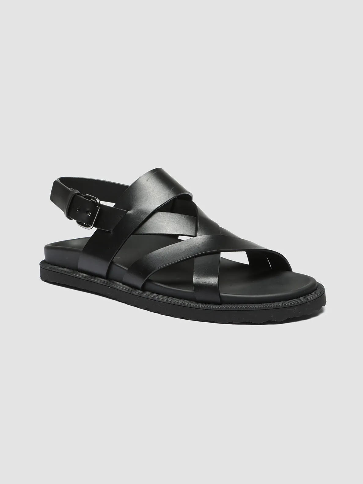 CHARRAT 002 - Black Leather Sandals,Men Sandals