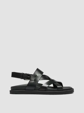 CHARRAT 002 - Black Leather Sandals,Men Sandals