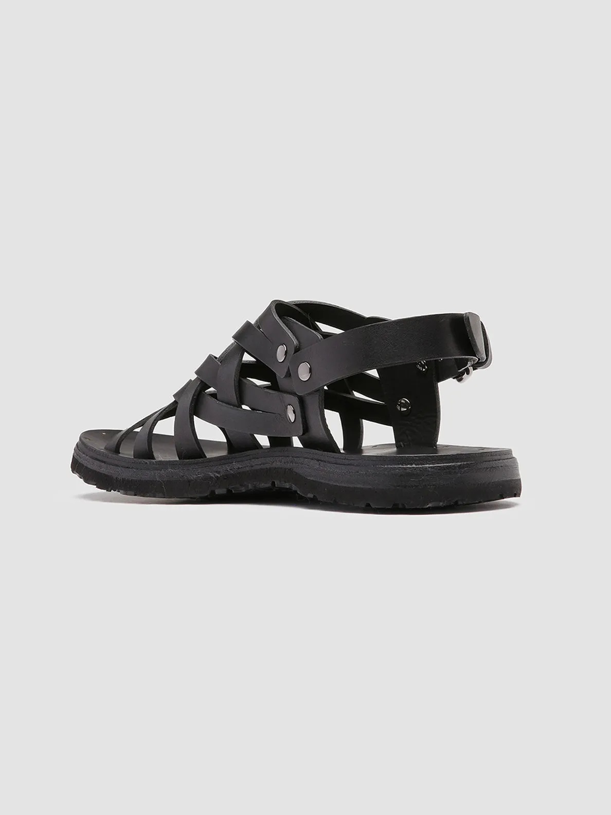 CHIOS 006 - Black Leather Fisherman Sandals,Men Sandals