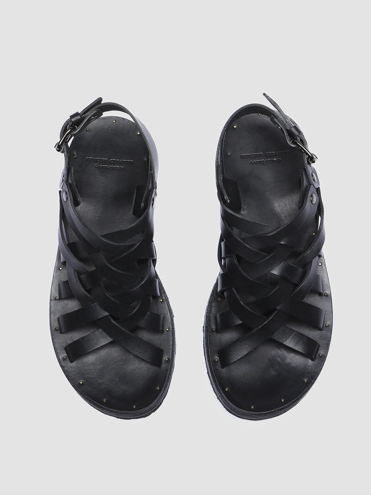 CHIOS 006 - Black Leather Fisherman Sandals,Men Sandals