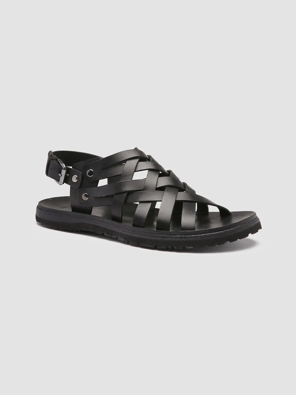 CHIOS 006 - Black Leather Fisherman Sandals,Men Sandals
