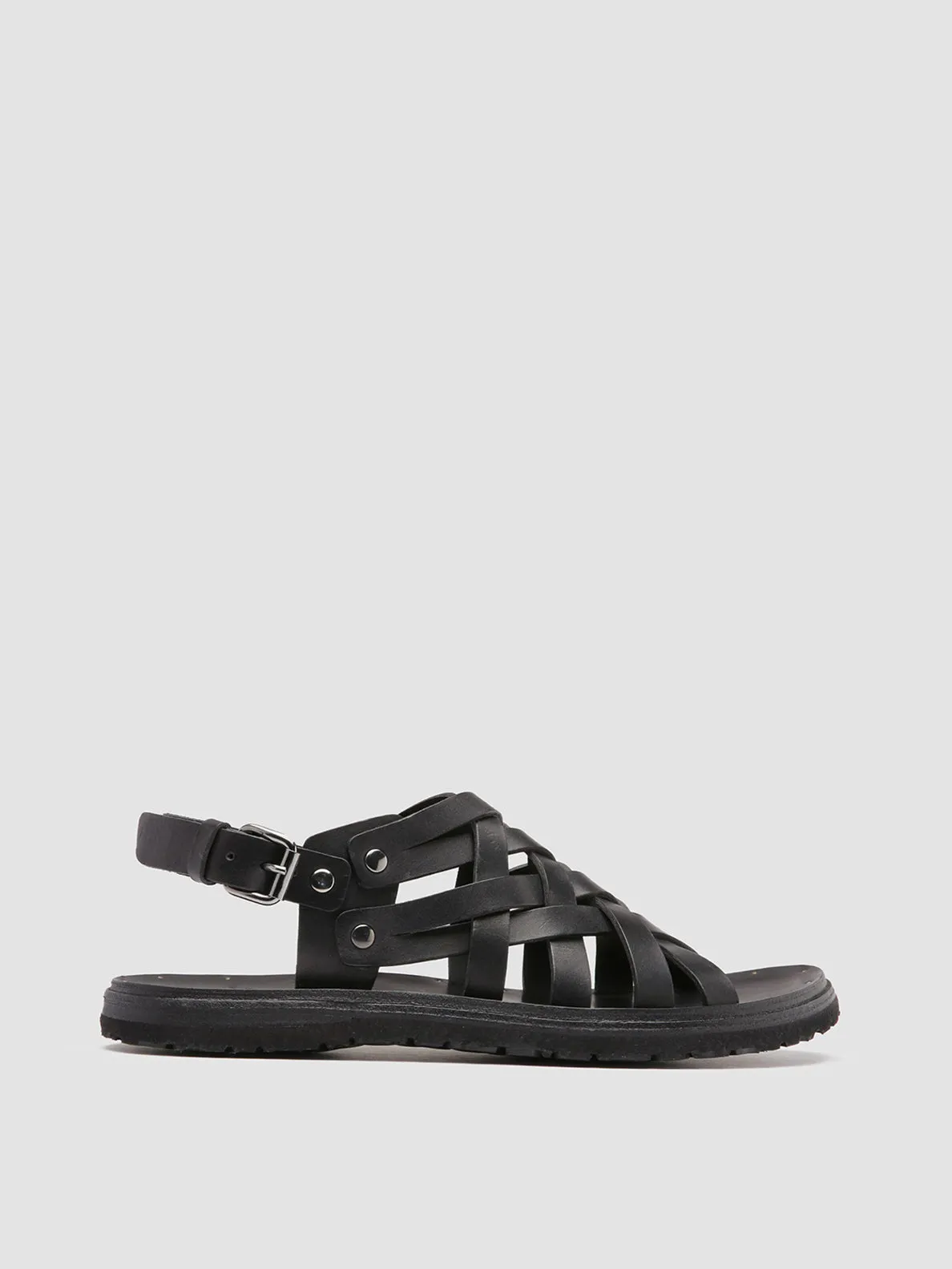 CHIOS 006 - Black Leather Fisherman Sandals,Men Sandals