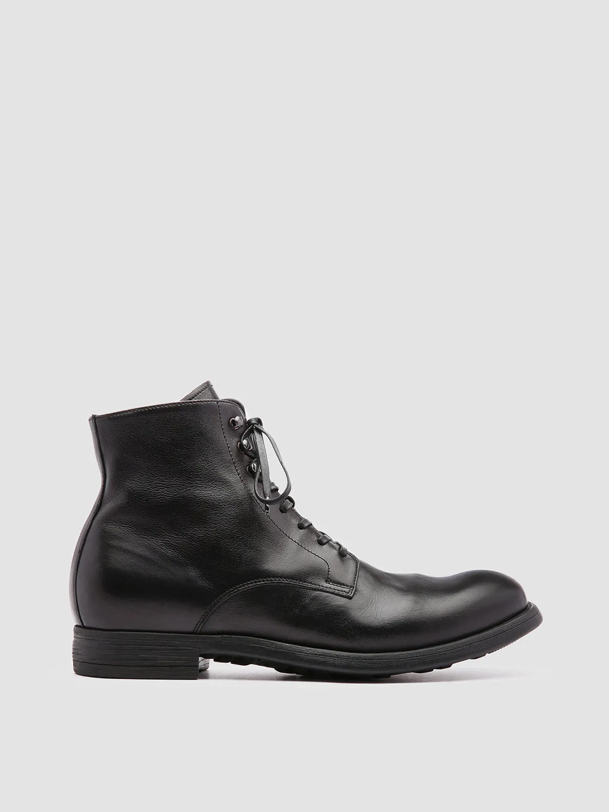 CHRONICLE 004 - Black Leather Ankle Boots,Men Boots
