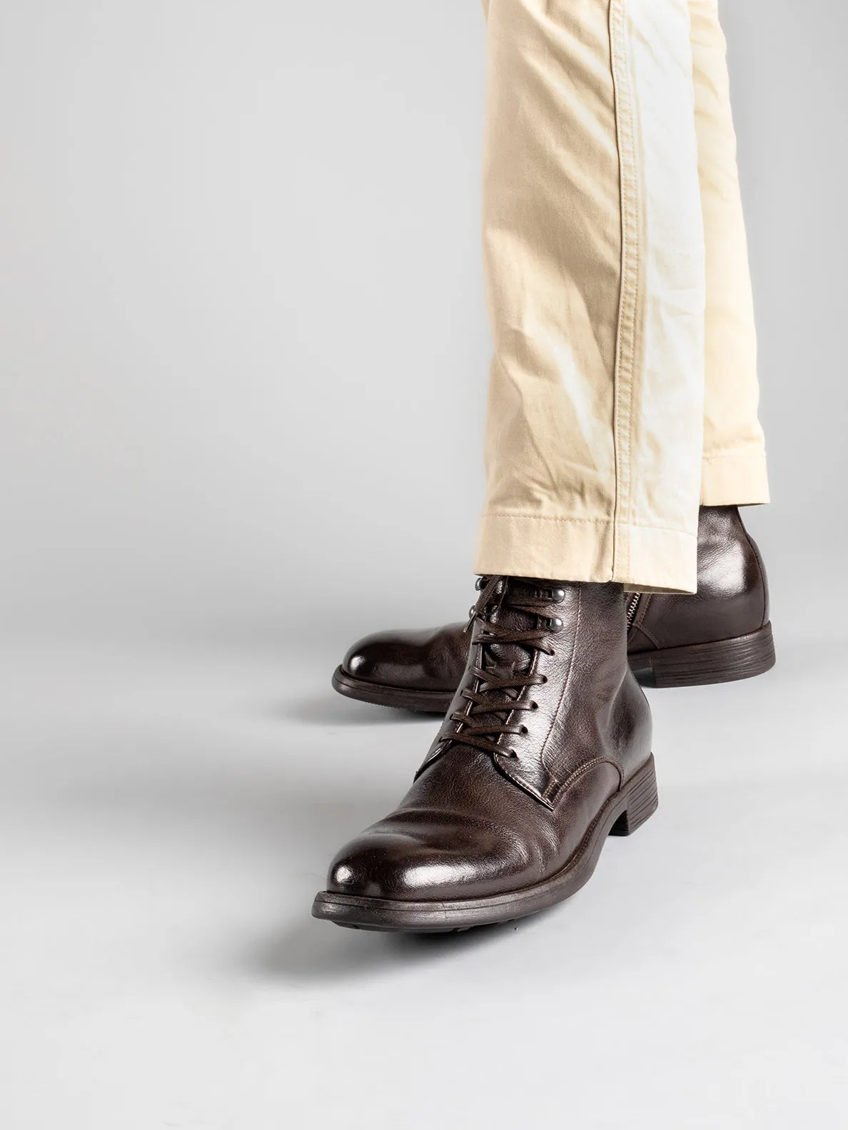 CHRONICLE 004 - Brown Leather Ankle Boots,Men Boots