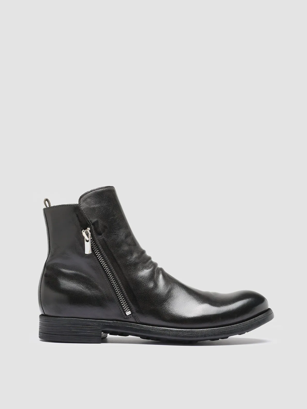 CHRONICLE 042 - Grey Leather Ankle Boots,Men Boots