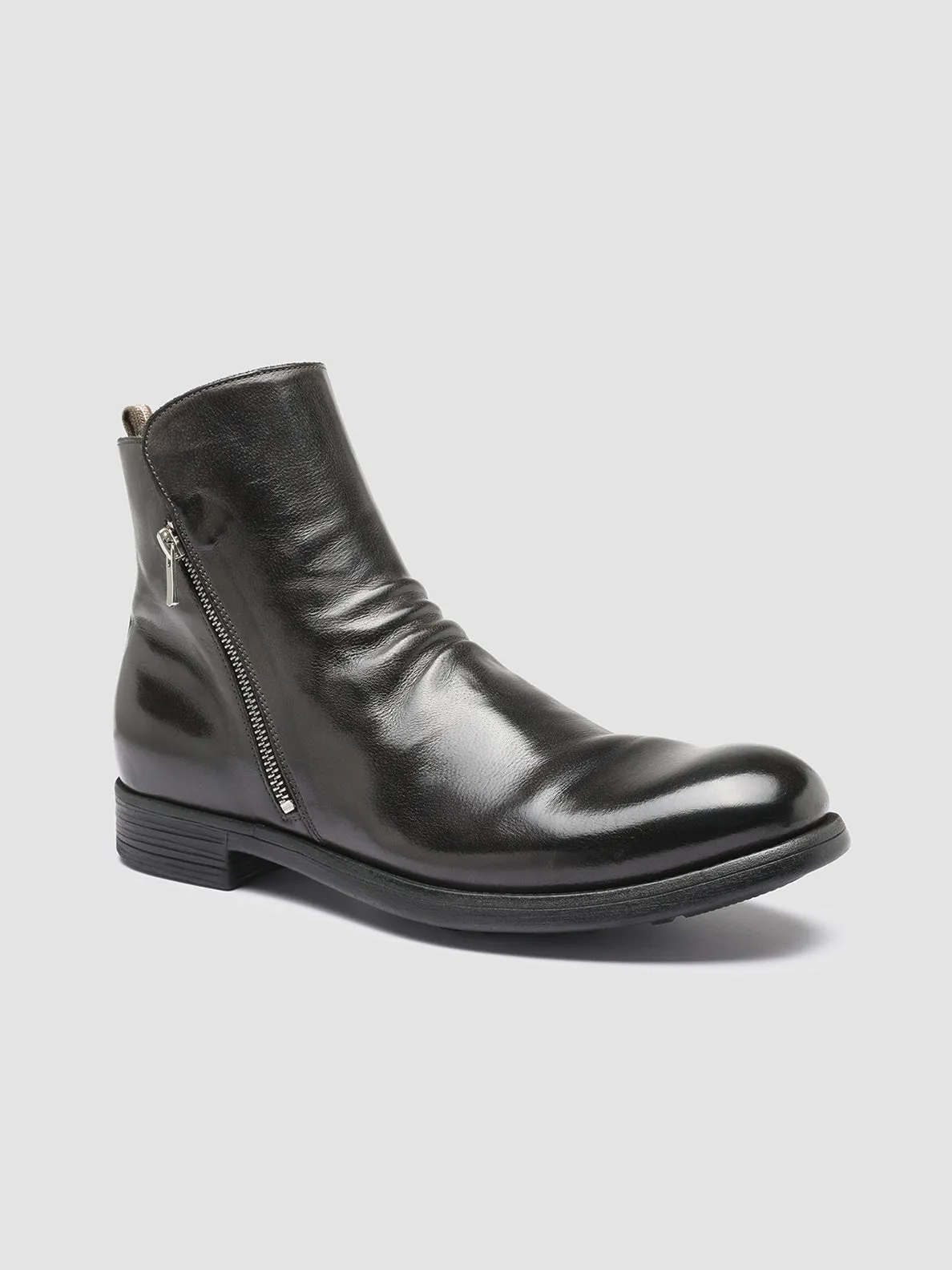 CHRONICLE 042 - Grey Leather Ankle Boots,Men Boots